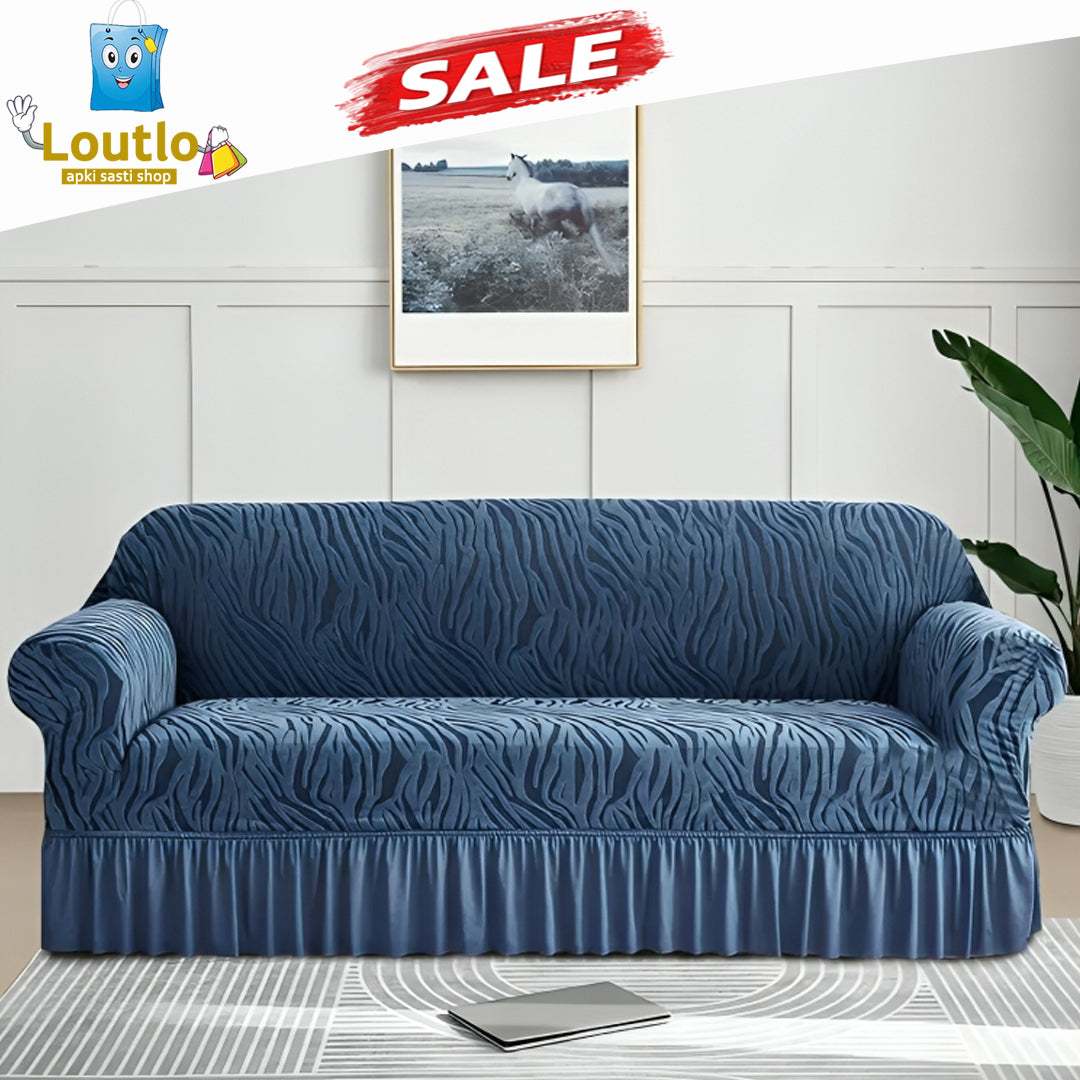 Zebra Velvet Sofa Covers ( Navy Blue )