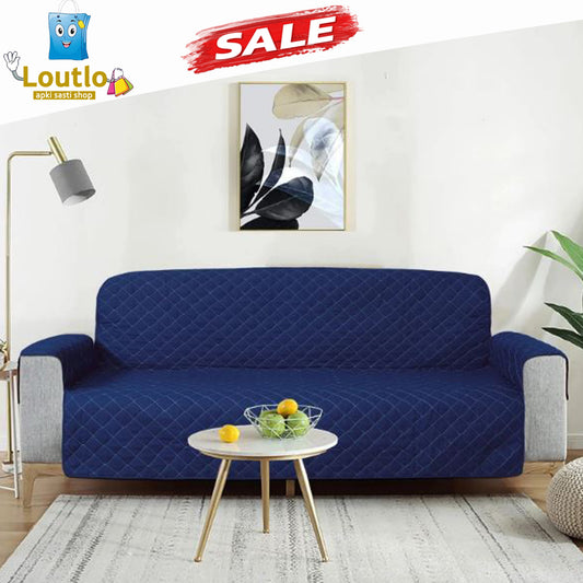 Quilted Sofa Cover - Navy Blue